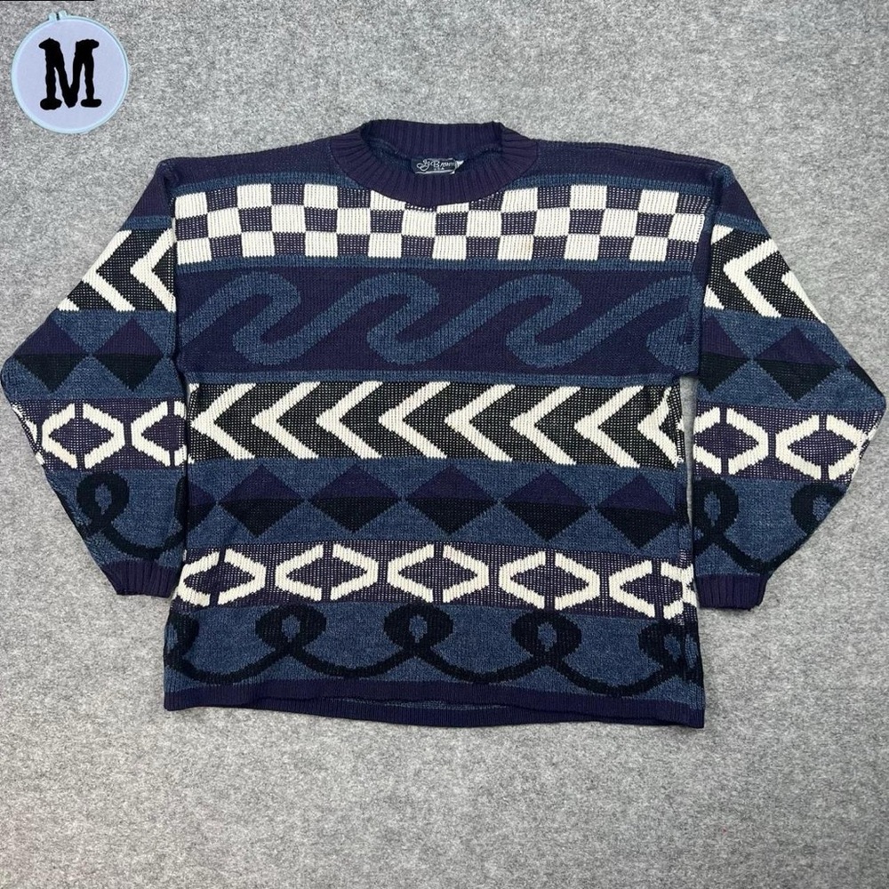 Vintage 90’s JJ Browne Wave Pattern Knit Sweater USA made